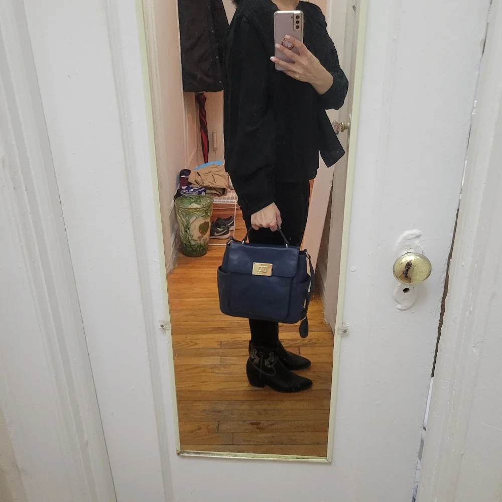 Michael Kors Blue Sloan top handle satchel bag. EUC. Career Minimalist‎ Preppy